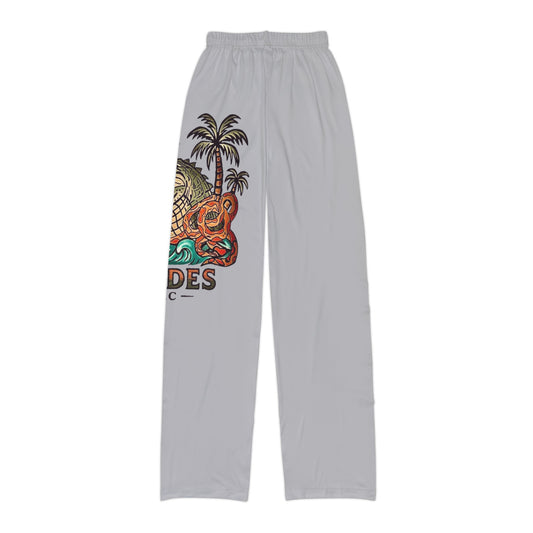 Lounge Pants — Tropical Shark & Palm Graphic "Save the Waves"