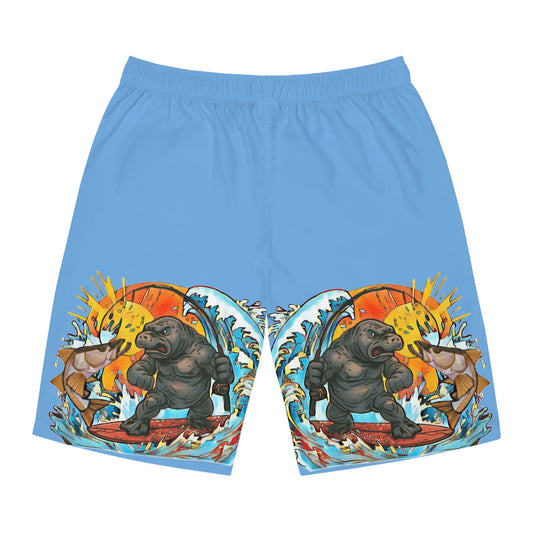 Men's Surfboard Shorts, ManateeMan Ocean Adventure Swim Trunks, Fun Beachwear for Summer, Perfect for Vacations, Surfers, Beach Parties