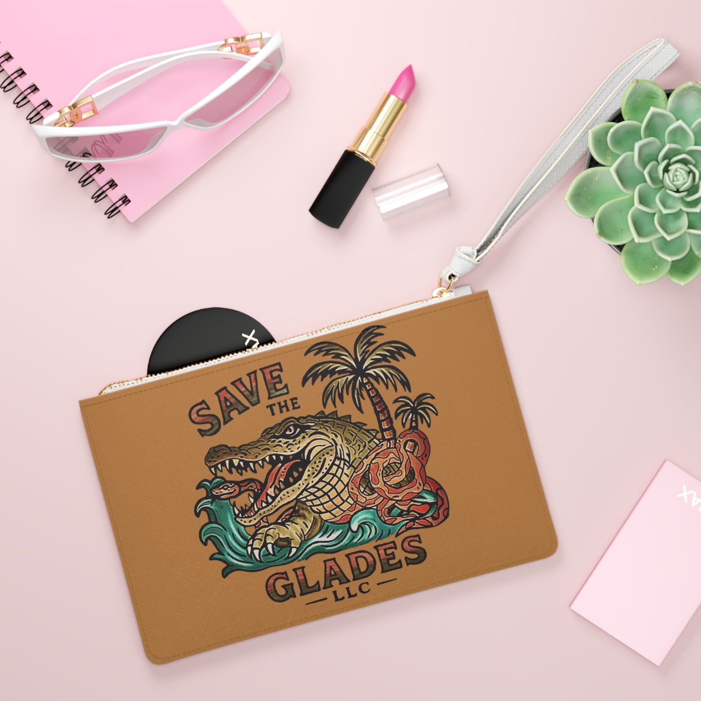 Save the Glades Gator Clutch Bag, Eco-Friendly Accessories for Nature Lovers, Beach Bag, Festival Clutch, Wildlife Conservation