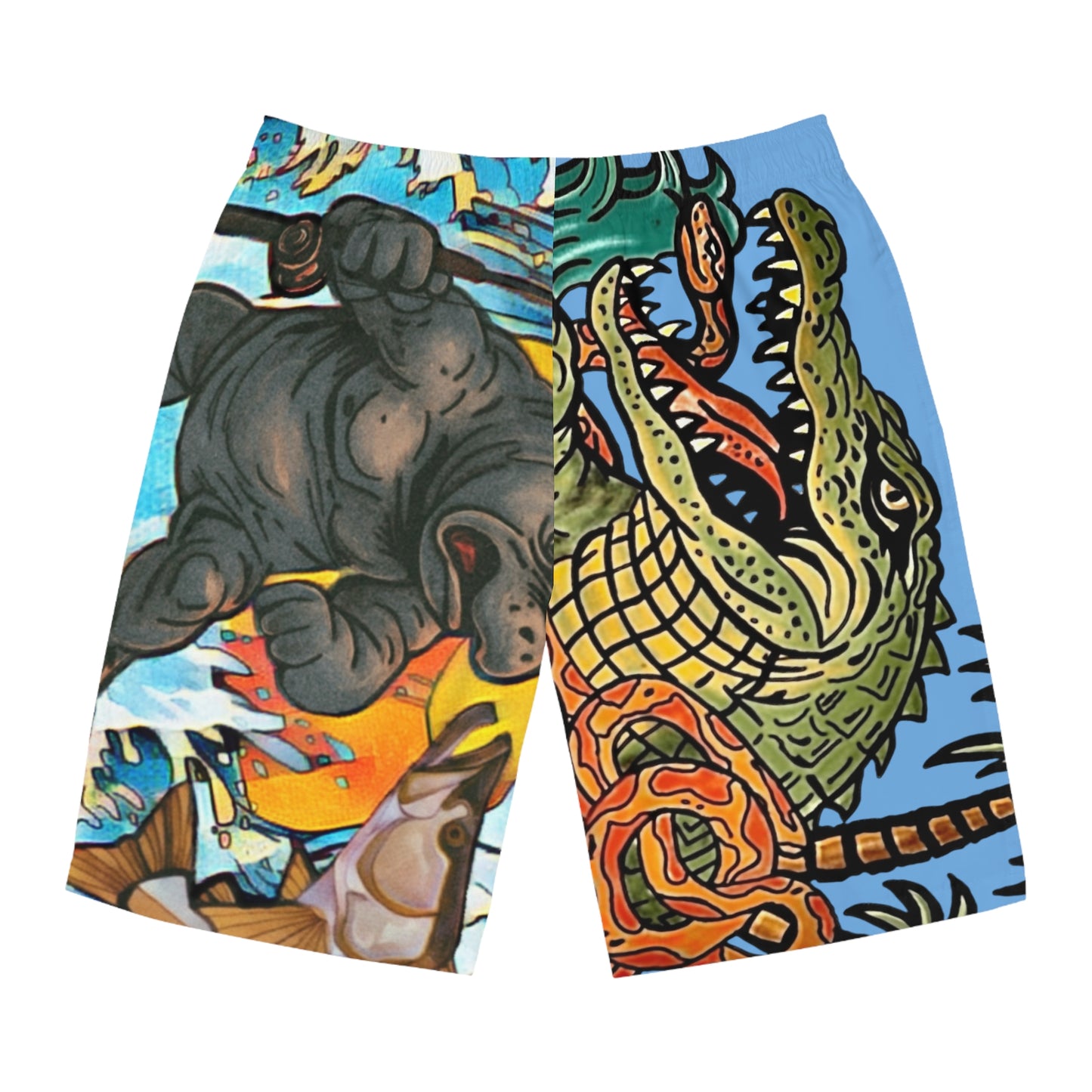 Vibrant Men's Board Shorts - Tropical Adventure Swimwear, Summer Beach Shorts, Casual Swim Trunks, Graphic AOP Beachwear, Gift for Surfers