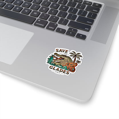 Save The Glades Alligator Sticker — Vintage Florida Everglades Laptop Decal