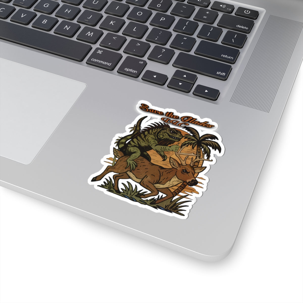 Save the Glades Sticker — Iguana Riding Deer Kiss-Cut Vinyl Decal