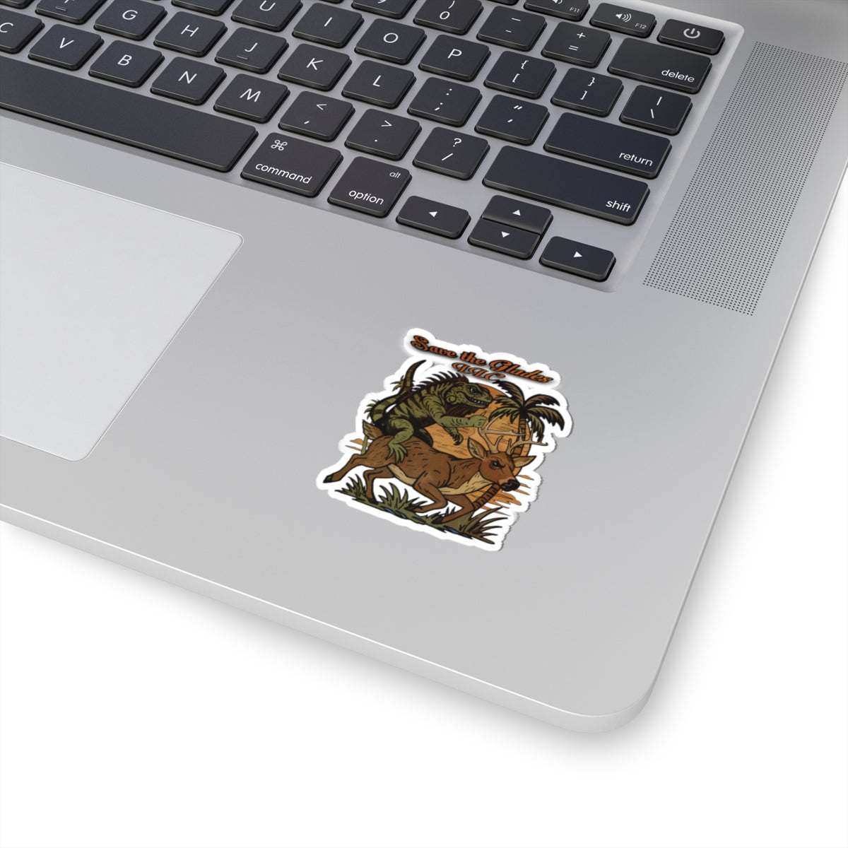 Save the Glades Sticker — Iguana Riding Deer Kiss-Cut Vinyl Decal