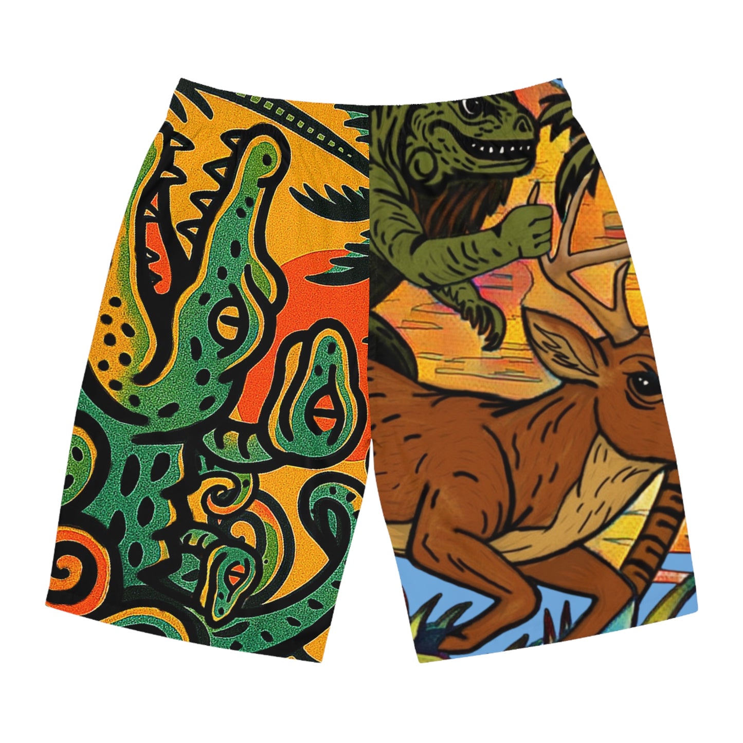 Vibrant Men's Board Shorts - Tropical Adventure Swimwear, Summer Beach Shorts, Casual Swim Trunks, Graphic AOP Beachwear, Gift for Surfers
