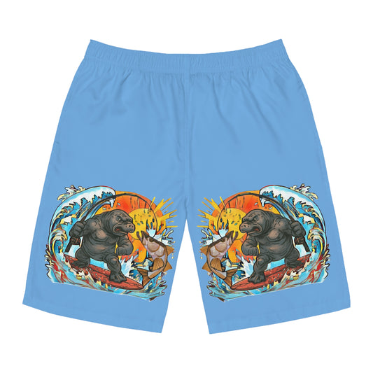 Men's Surfboard Shorts, ManateeMan Ocean Adventure Swim Trunks, Fun Beachwear for Summer, Perfect for Vacations, Surfers, Beach Parties