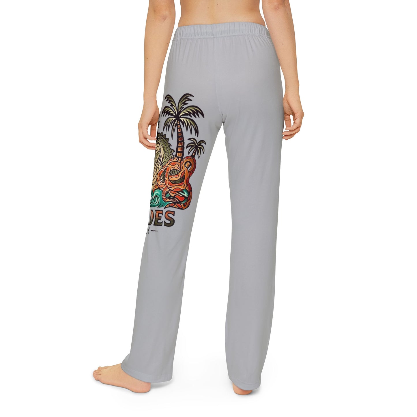 Lounge Pants — Tropical Shark & Palm Graphic "Save the Waves"