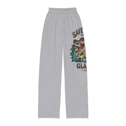 Lounge Pants — Tropical Shark & Palm Graphic "Save the Waves"