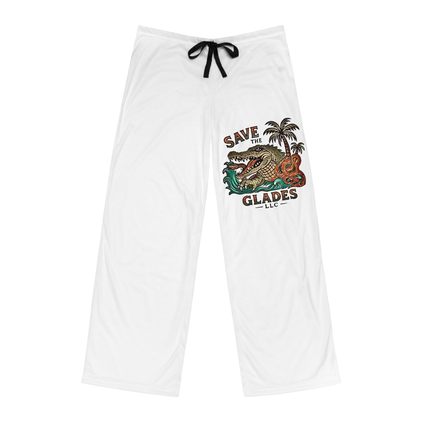 Save the Glades Pajama Pants — Men's Relaxed Loungewear with Alligator & Palm Graphic