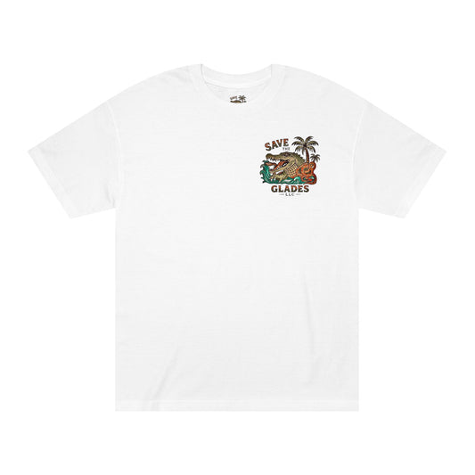 Save the Glades Alligator Tee — Retro Florida Swamp Graphic Shirt