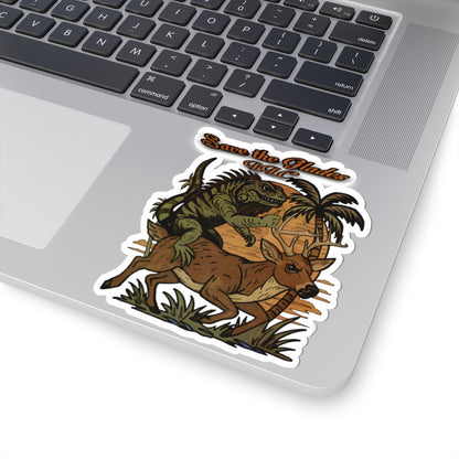Save the Glades Sticker — Iguana Riding Deer Kiss-Cut Vinyl Decal
