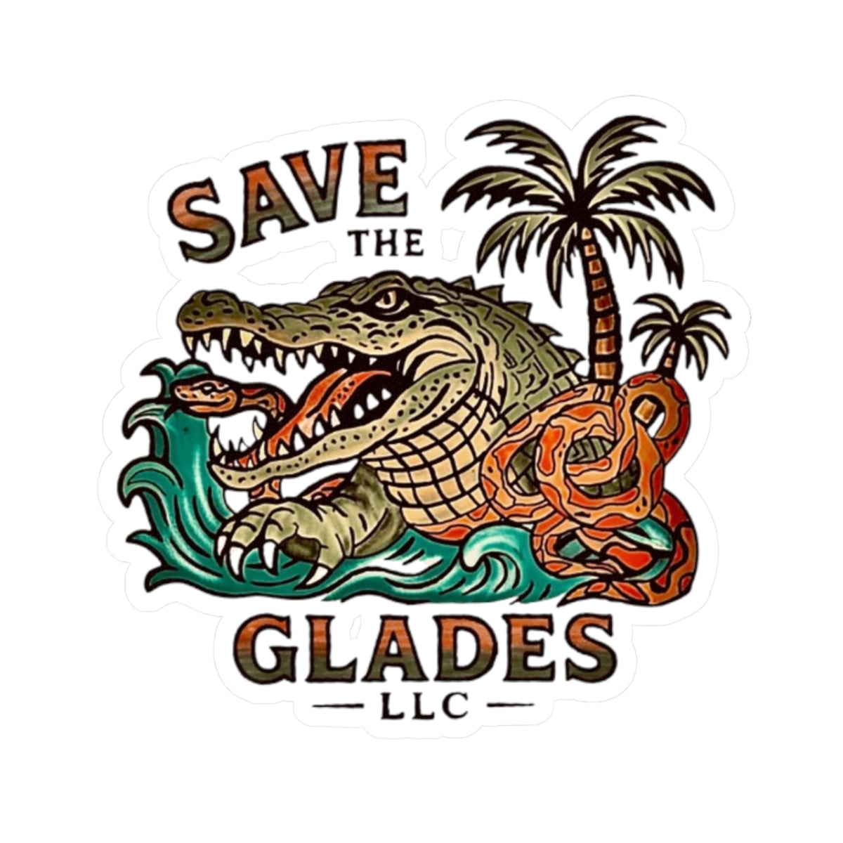 Save The Glades Alligator Sticker — Vintage Florida Everglades Laptop Decal